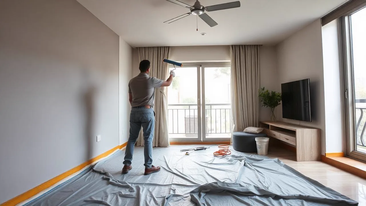Verified painter applying fresh interior wall paint at a home in Hyderabad