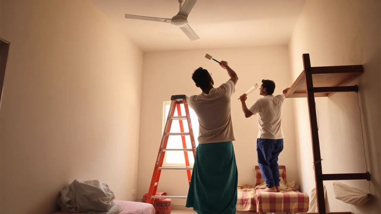 Verified painter applying fresh interior wall paint at a home in Chennai
