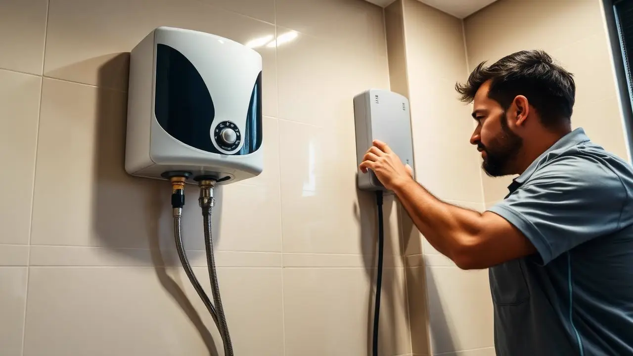 Verified technician repairing a wall-mounted geyser water heater in Bangalore