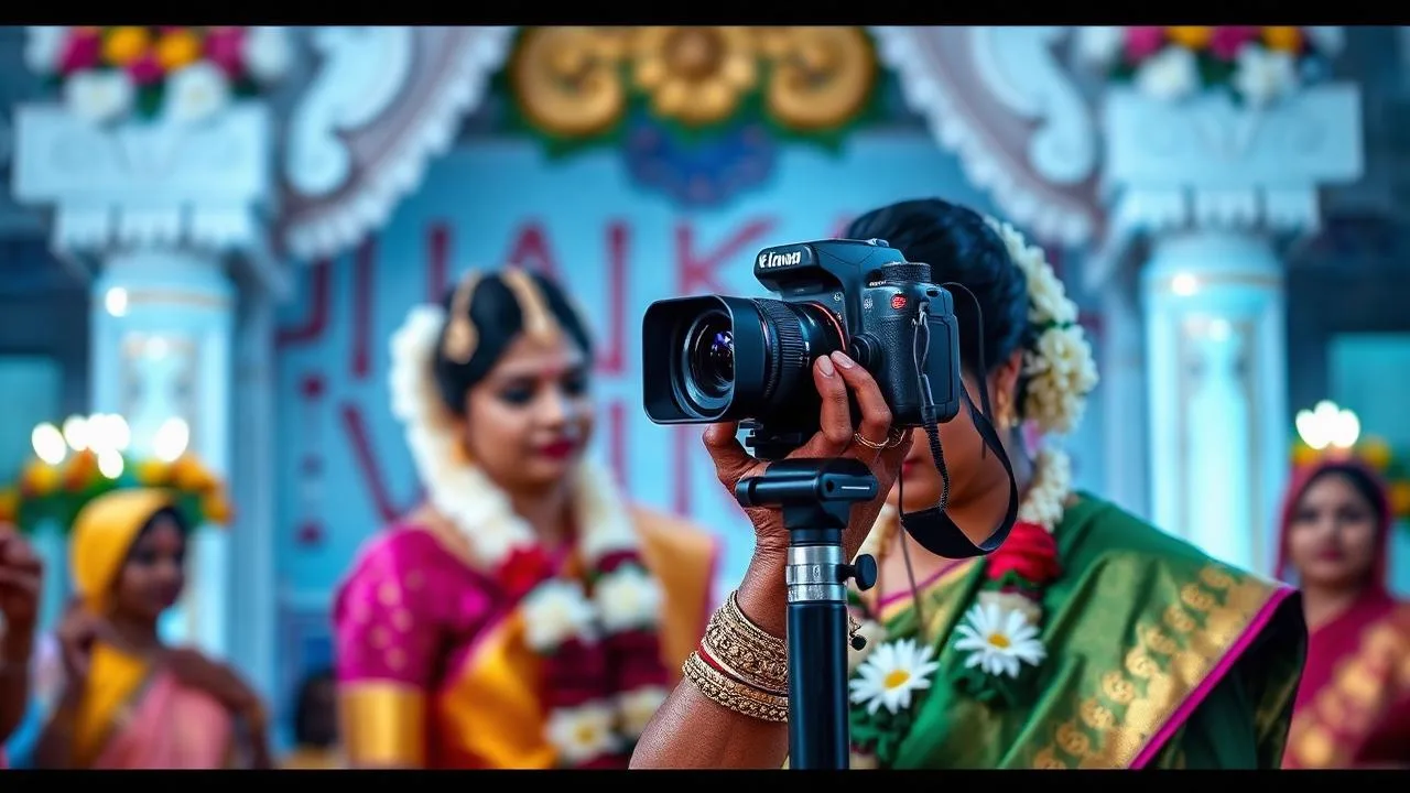 Professional photographer and videographer covering an event in Chennai