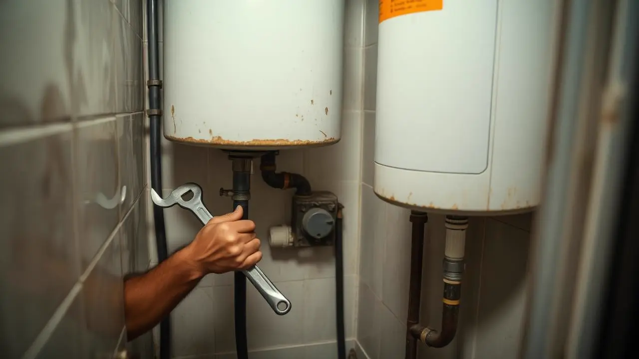 Verified technician repairing a wall-mounted geyser water heater in Mumbai