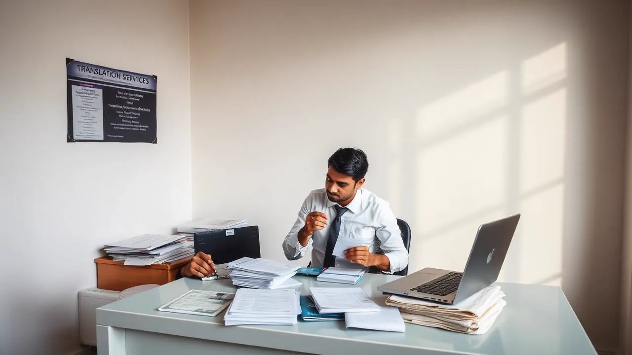 Verified translator preparing certified document translations in Delhi