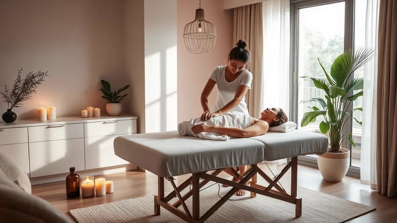Professional massage therapist giving a therapeutic massage at a client's home in Bangalore