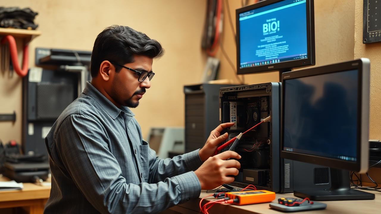 Verified technician repairing a desktop computer in Chennai