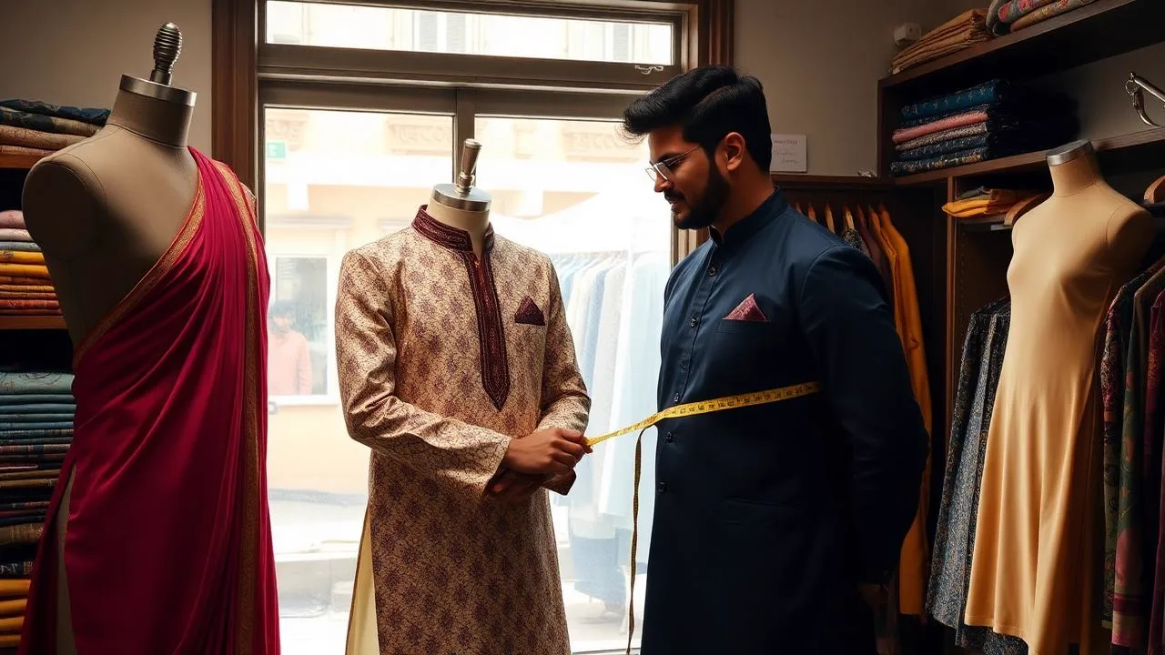 Verified tailor stitching and altering garments at a tailoring shop in Delhi