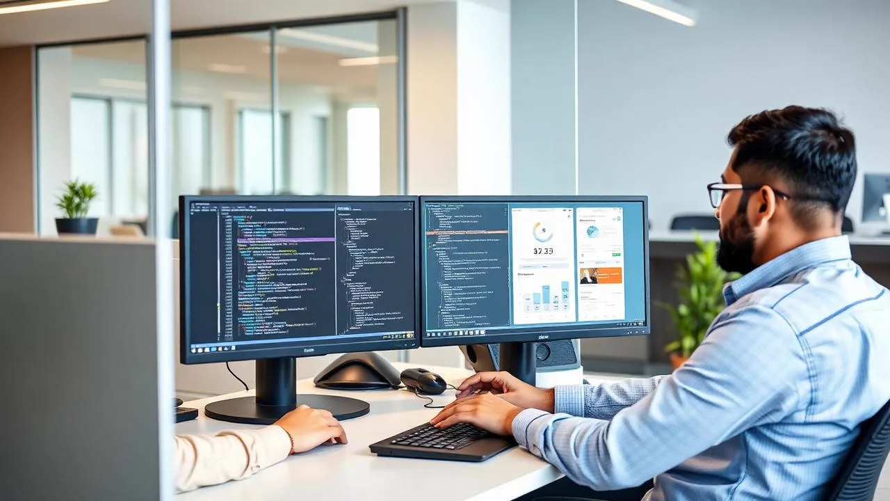 Web and mobile app development team working on a client project in Hyderabad