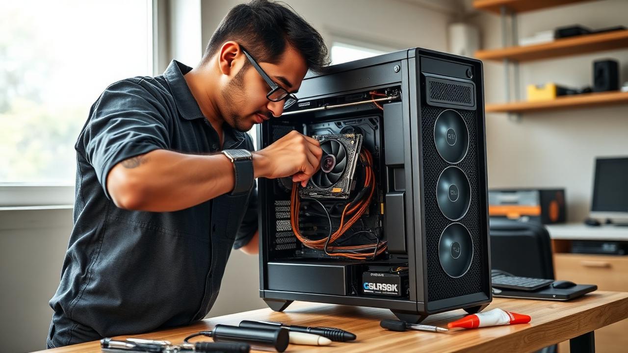 Verified technician repairing a desktop computer in Hyderabad