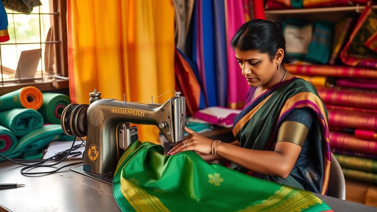 Verified tailor stitching and altering garments at a tailoring shop in Chennai