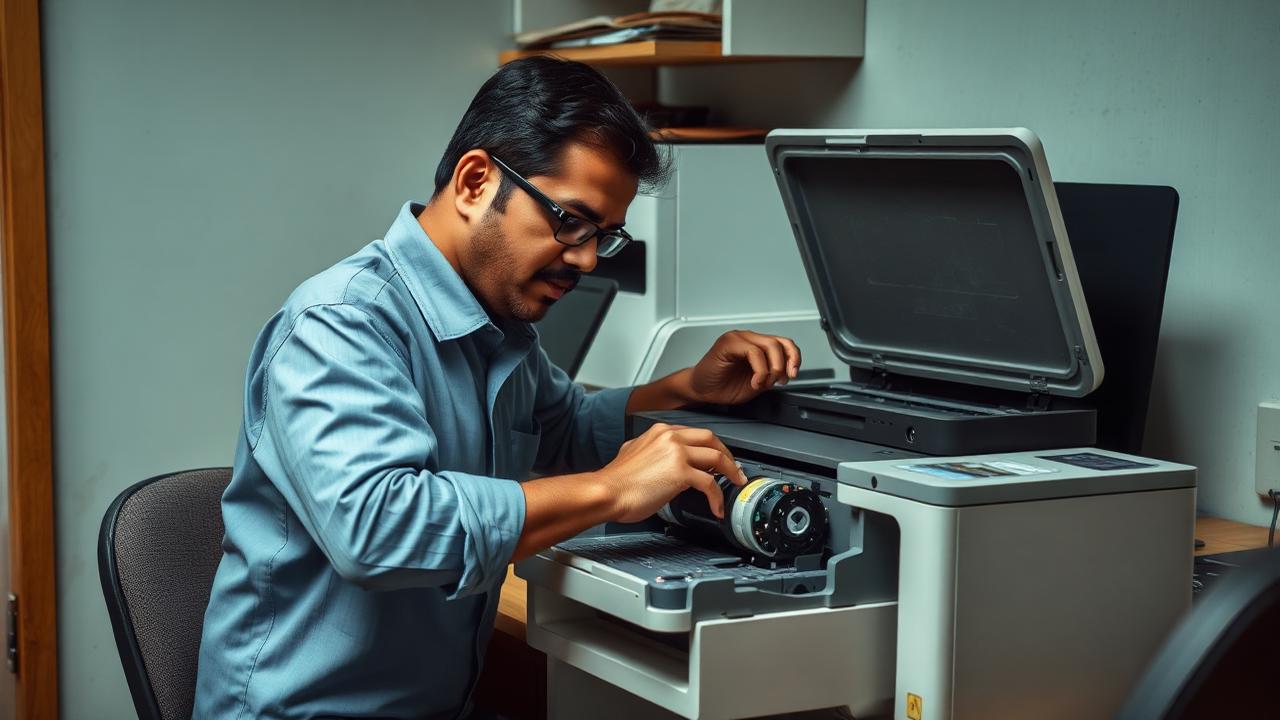 Verified technician repairing an office printer in Chennai