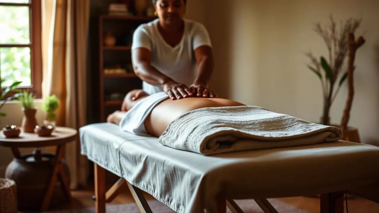 Professional massage therapist giving a therapeutic massage at a client's home in Chennai