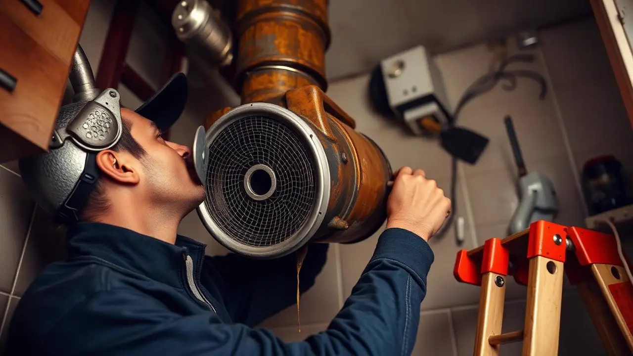 Verified technician deep cleaning a kitchen chimney in Mumbai