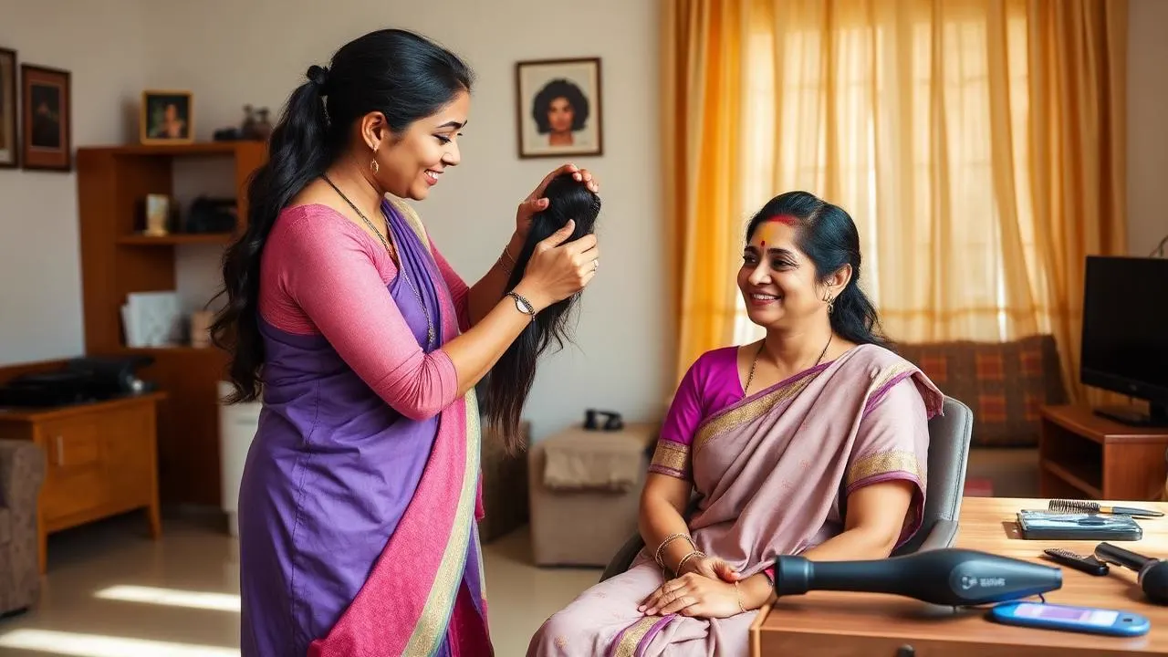 Professional beautician providing a salon at home service to a client in Chennai