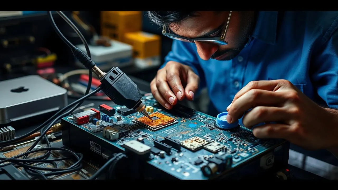 Verified technician repairing a gaming console on an anti-static workbench in Chennai