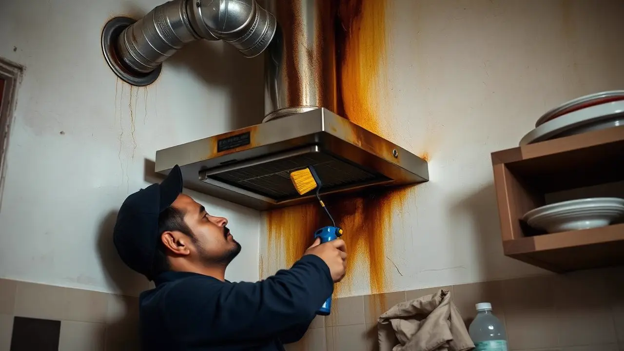 Verified technician deep cleaning a kitchen chimney in Delhi NCR
