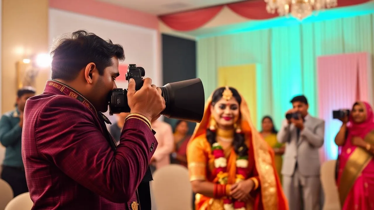 Professional photographer and videographer covering an event in Hyderabad